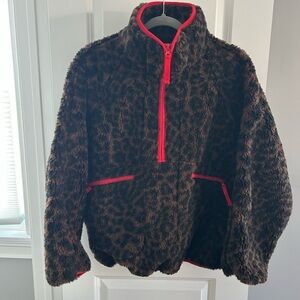 Rumored Leopard Print Jacket with Red Highlights